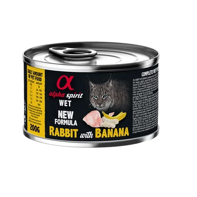 Alpha Spirit Konzerv - Nyúl és Banán nedvestáp macskáknak - 200g