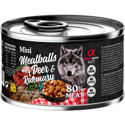 Alpha Spirit Meatballs - Gímszarvas és Rozmaring nedvestáp kutyáknak - 200g