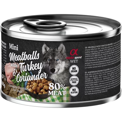 Alpha Spirit Meatballs - Pulyka és Koriander nedvestáp kutyáknak - 200g