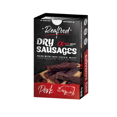 Alpha Spirit Real Food - Dry Sausages - Pork - kolbászkák kutyáknak - 80g