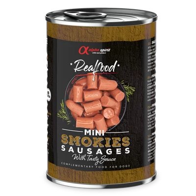 Alpha Spirit Real Food - Mini Smokies - virsli kutyáknak - 400g