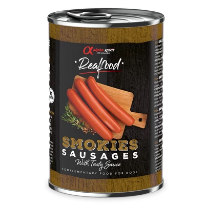 Alpha Spirit Real Food - Smokies - virsli kutyáknak - 400g