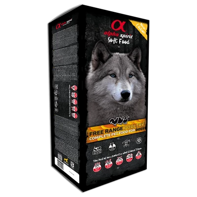 Alpha Spirit Semi-moist - Free Range Poultry félnedves táp kutyáknak - 9kg