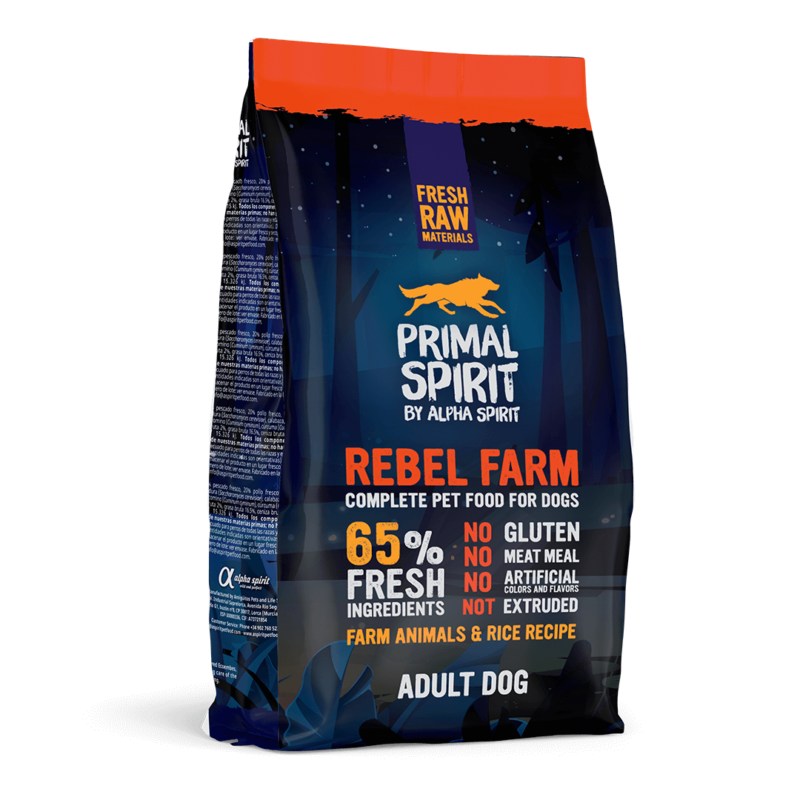Primal Spirit Rebel Farm 65% száraztáp kutyáknak - 1kg