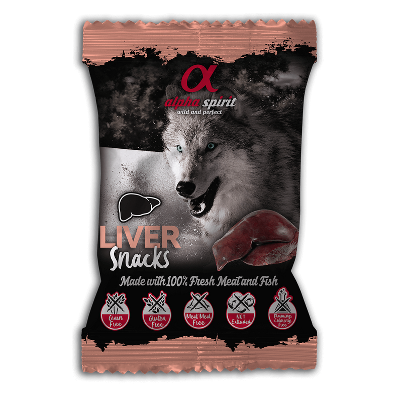 Alpha Spirit Snacks - Májas jutalomfalat kutyáknak - 50g
