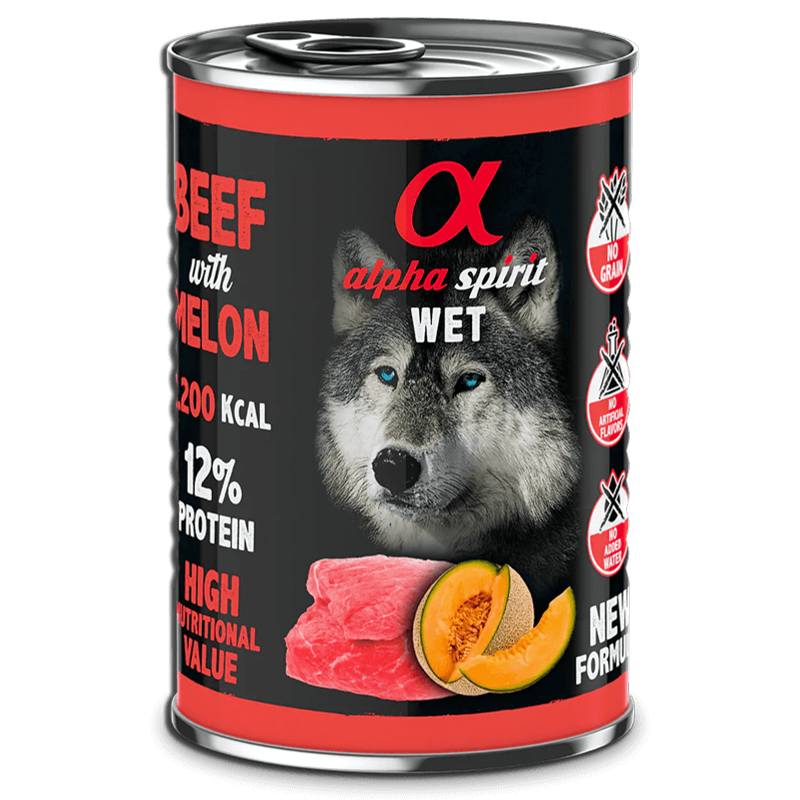 Alpha Spirit Konzerv - Marha és Sárgadinnye nedvestáp kutyáknak - 400g