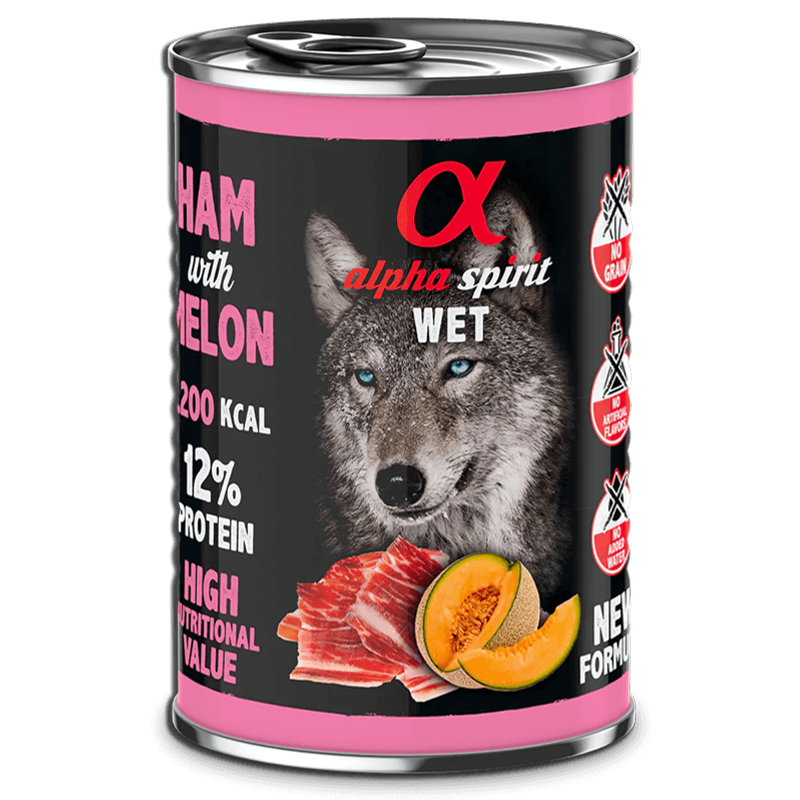 Alpha Spirit Konzerv - Sonka és Sárgadinnye nedvestáp kutyáknak - 400g