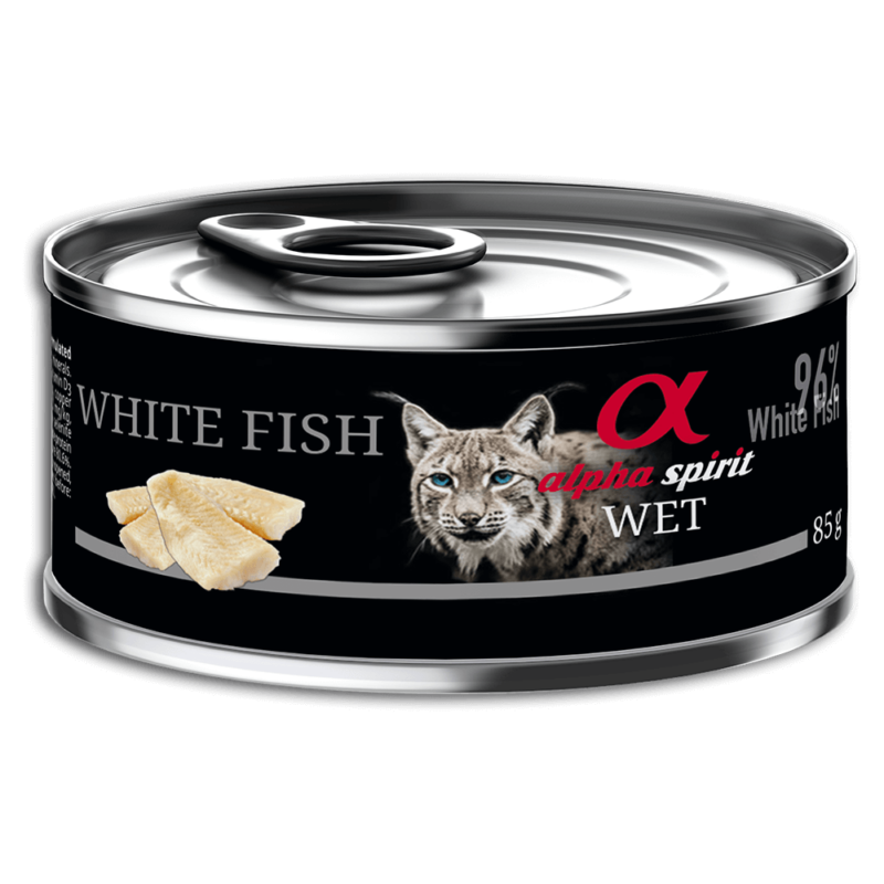 Alpha Spirit Konzerv - Fehér húsú hal nedvestáp macskáknak - 85g