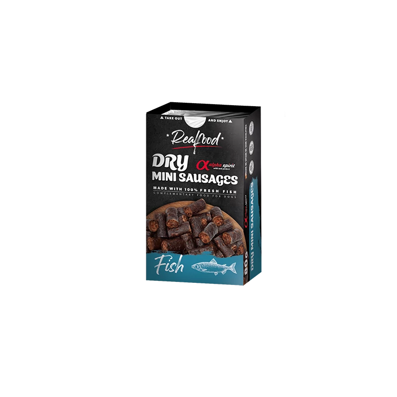 Alpha Spirit Real Food - Dry Mini Sausages - Fish - kolbászkák kutyáknak - 80g