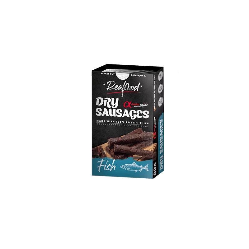 Alpha Spirit Real Food - Dry Sausages - Fish - kolbászkák kutyáknak - 80g