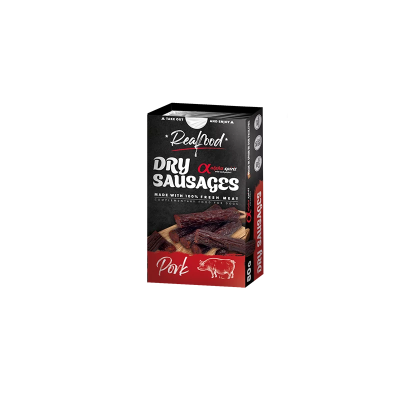 Alpha Spirit Real Food - Dry Sausages - Pork - kolbászkák kutyáknak - 80g