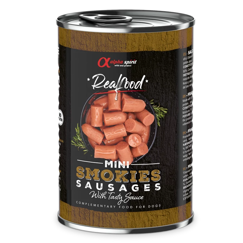 Alpha Spirit Real Food - Mini Smokies - virsli kutyáknak - 400g