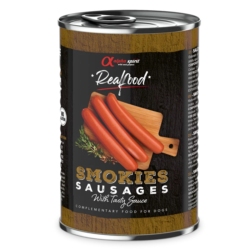 Alpha Spirit Real Food - Smokies - virsli kutyáknak - 400g
